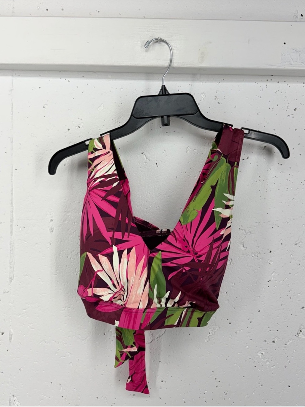 NWT Lands' End DARK WINE MULTI TROPICAL PALMS Floral Print Bikini Top - Picture 3 of 5